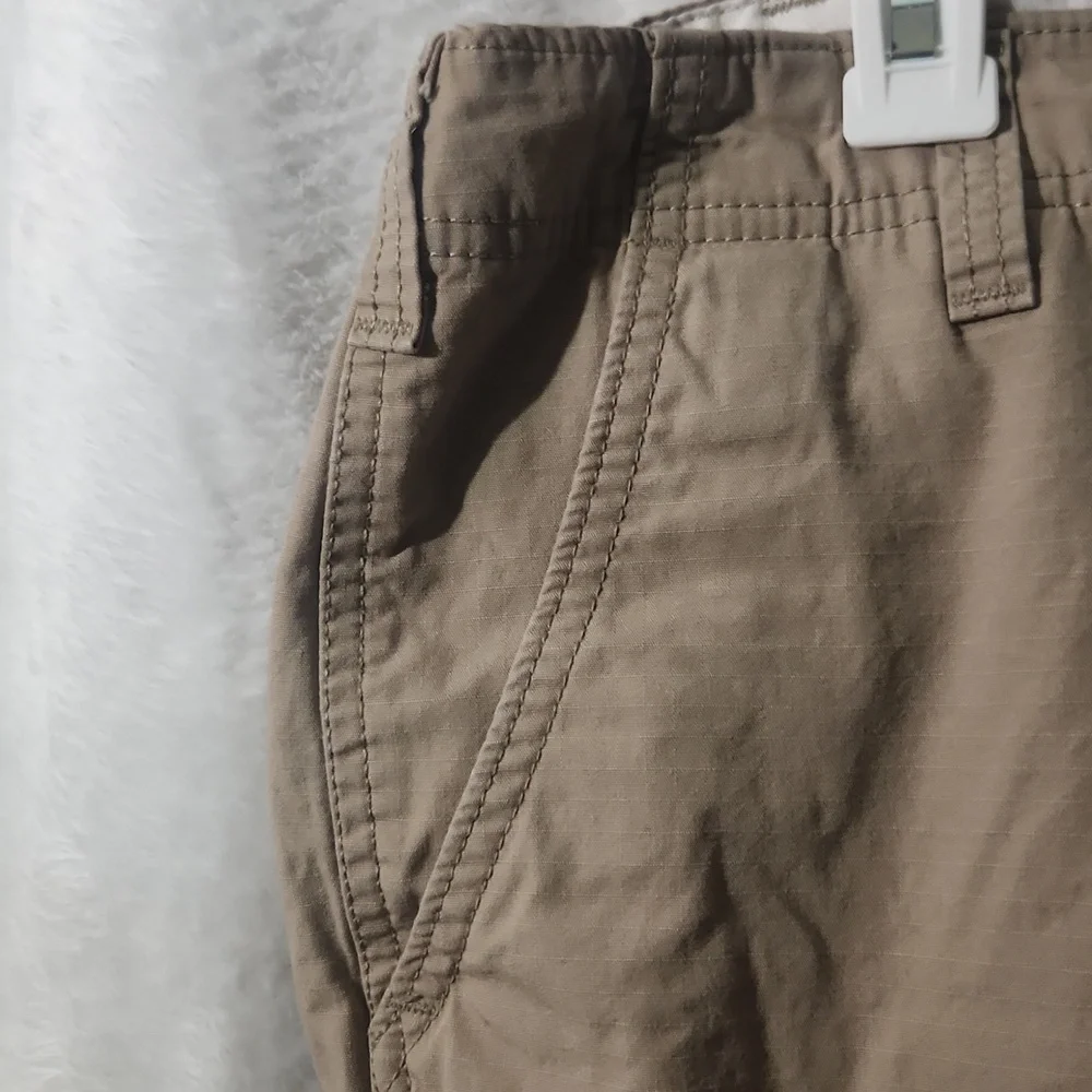 Levi Strauss &‎ Co Mens Khaki Tan Cargo Shorts Ripstop Drawstring Hem Pockets